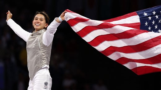 Kiefer defends fencing foil gold vs. U.S. teammate Scruggs
