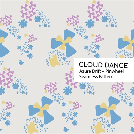 Cloud Dance – Azure Drift Pinwheel Micro Floral Seamless Pattern, Pastel Surface Design - Etsy