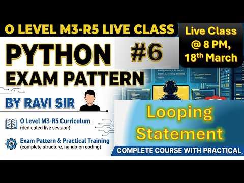 O Level Class 6 | M3-R5 Python Complete Live Course | Theory + Practical + MCQ |#APTINSTITUTE