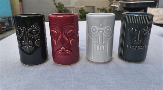 Set of 4 IKEA Sweden Frekvens Collection Tiki Mugs by Maria Vinka - Etsy