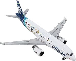 Airbus A320 Commercial Aircraft Alaska Airlines - Fly with Pride White with Blue Tail 1/400 Diecast Model Airplane by GeminiJets