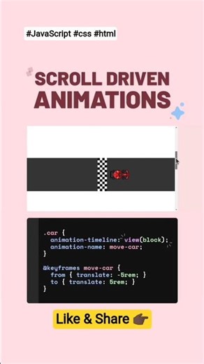 🚗 Car Scroll Driven Animation #javascript #html #css #webdevelopment #coding #tips #car #animation
