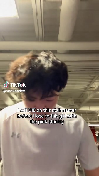 LET ME LEAVE!!! #stairmaster #cardio | girl with pink stanley