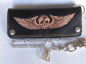 Handmade LEATHER BIKER WALLET W/ Chain, Antique Finish - Etsy