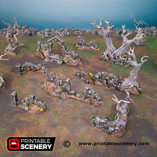 Graveyard Walls Tabletop Terrain: Fantasy RPG Scenery - Etsy