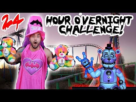 PLAYING HIDE AND SEEK! IN SIX FLAGS 24 HOUR OVERNIGHT CHALLENGE AT MAGIC MOUNTAIN | MOE SARGI