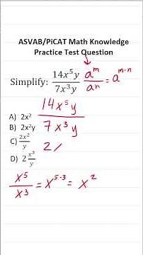 ASVAB/PiCAT Math Knowledge Practice Test Question: Exponents #acetheasvab with #grammarhero