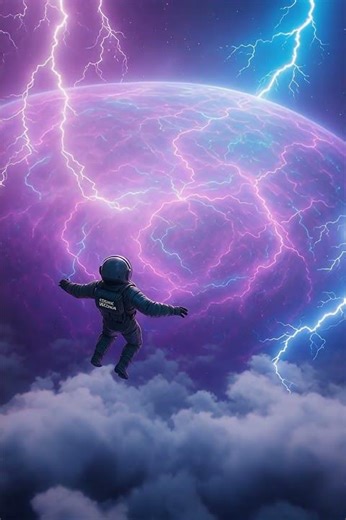 Astronaut Falls Into a Neon Storm Planet 🌩️🪐 (Realistic Space Animation)