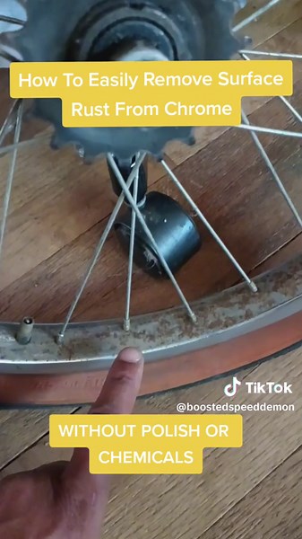 Hack for removing surface rust from Chrome. #fyp #hacks #tricks #rustremoval #bmx #chrome