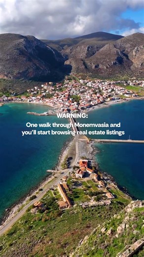 Nothing beats that feeling... when a place hits you so hard you’re already searching “homes for sale” before your coffee’s even cold. 🏰 Monemvasia is that kind of place. A medieval fortress town built into a rock, with one way in and every reason to stay. They call it the “Gibraltar of the East,” but really it’s Greece at its most cinematic. Cobbled lanes, sea air, and a sense that time decided to pause here, just for you and forever. If your autumn road trip winds through Mani, take the turn. 