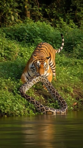 #wildlifetiger fight python #wildlife #relaxingmusic #animals #cute #song #fight #ambientmusic #ele