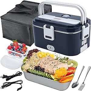 Amazon.com: Nidacci Electric Lunch Box Food Heater, 3 in 1 Portable Heated Lunch Box, with 1.8L 304 Stainless Steel Container, Suitable for Car/Truck/Home/Office,60W Power 12V 24V 110V, White Handle: Home & Kitchen