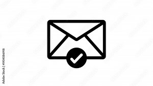 Email envelope with a check mark symbol. Animated mail check mark on transparent background. Mail check mark icon animation. mail check mark, Email envelope with a check mark symbol. alpha channel
