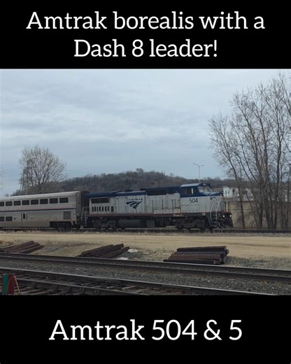 Amtrak borealis with Dash 8 leader! #amtrak #train #railfanning #railfan #shorts
