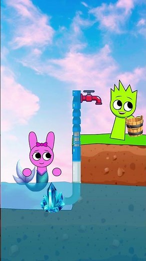 Pinki the mermaid get rich, but loses water! | Incredibox Sprunki Animation #shorts