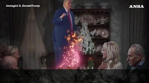 11K views · 153 reactions | Trump spunta fuori dal tacchino di Biden, il video sfottò del tycoon. Le immagini, create con l'IA, condivise dal nuovo presidente degli Stati uniti sui suoi social #ANSA | ANSA.it | Facebook