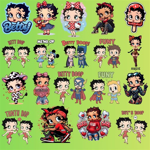 Betty Boop PNG Bundle, Retro Cartoon Clipart, Cute Betty Boop Character Collection, Sublimation Design, Instant Digital Download PNG - Etsy