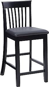 Linon Torino Collection Craftsman Counter Stool, 17.25"W x 19.5"D x 37"H, Black