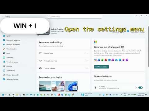 Open the settings menu windows shortcut key