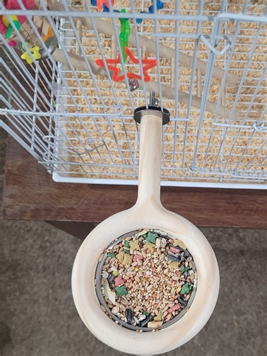 Pine Wood Bird Perch With Stainless Steel Bowl: No Mess Feeder - Etsy