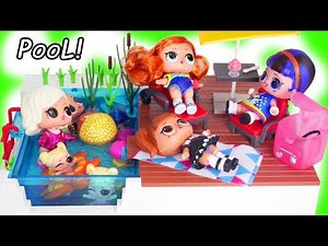 Surprise Dolls Pool Party with LOL Baby Born Squishy Barbie Found Toy Video