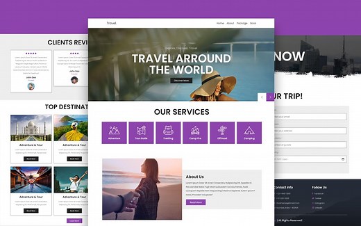 【代码】使用HTML-CSS-JavaScript-PHP-MySQL完成响应式旅游网站设计