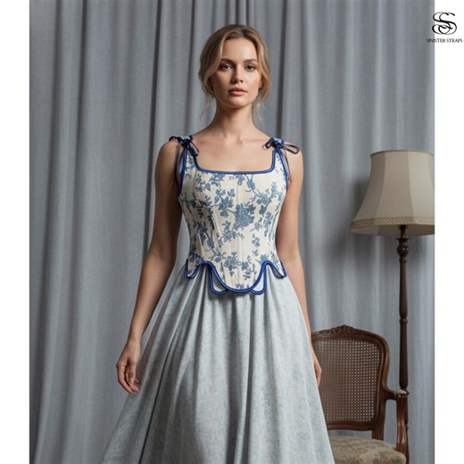 Retro French Corset Women Brocade Bustier Gothic Crop Top With Shoulder Straps - Etsy