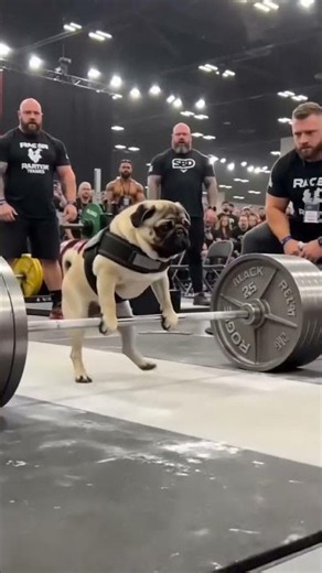 POV: Lucas just pulled a weight most people wouldn’t even try. 🏋️🔥#pug #puglove #deadlift #gym