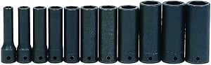 Williams JHWWS-14-11 SUPERTORQUE 11-Piece 1/2-Inch Drive SAE Deep Impact 6 Point Socket Set, Black Industrial Finish, Designed for Maximum Engagement on 6-Point Fasteners