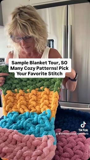 This blanket is special 🤍 I made it a long time ago to bring to market days and to show all the different patterns you can create with chunky yarn. There are 14 different stitches in here, and every single one has a full step-by-step tutorial on my YouTube 🧶 The hardest part? I still can’t pick a favorite! So tell me… which stitch stands out to you? Or which one should I feature again next? 👇 #chunkyknit #knittingtutorial #cozyhome #yarnlove #blanketpattern #handmadehome #diycrafts #youtubecr