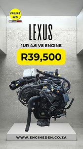 Lexus 1UR 4.6 V8 Engine (2006–2022, Petrol, DOHC 16V, 300–385 HP, Wired & Started) – R39,500 High-performance V8 power ready to go. The Lexus 1UR 4.6L delivers smooth, strong output with DOHC 16V precision, perfect for upgrades, rebuilds, or keeping your project car track-ready this January. 📩 All contact links: https://linktr.ee/engineden (Offers valid while stocks last. E&OE. T&Cs apply.) #LexusEngine #V8Power #PerformanceEngine #EngineDen | EngineDen