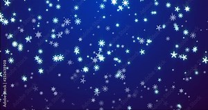 Christmas blue background with snowflakes - falling snow