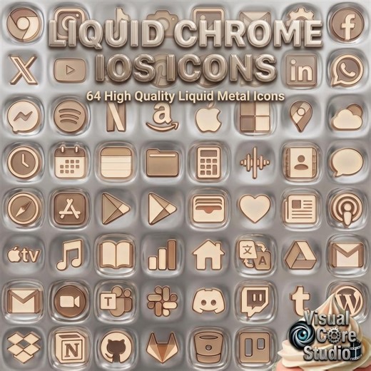 Liquid Chrome App Icons | 64 4K High Res Ios & Android Icons | 3D Liquid Metal Bronze Aesthetic | Modern Phone Home Screen Customization - Etsy Canada