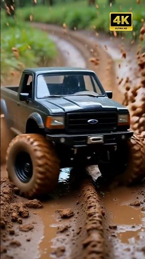 Black DIY RC Truck Annihilates Mud Trail! Epic Mudding Action in 4K #RCTrucks