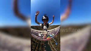 Professional base jumper leaps from 876-foot high bridge into West Virginia gorge