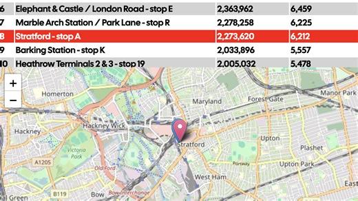 This new interactive map shows the most crowded bus stops in London