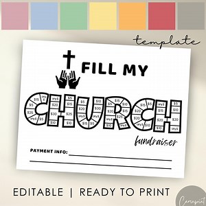 Fill My Church Fundraiser Form for Church Camp, Church Fundraising, Mission Trip Pick a Date Donation, Black Out Board, Editable Template - Etsy