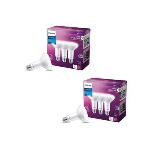 Philips 65-Watt Equivalent BR30 Dimmable E26 LED Light Bulb Daylight 5000K (3-Pack) - The Home Depot