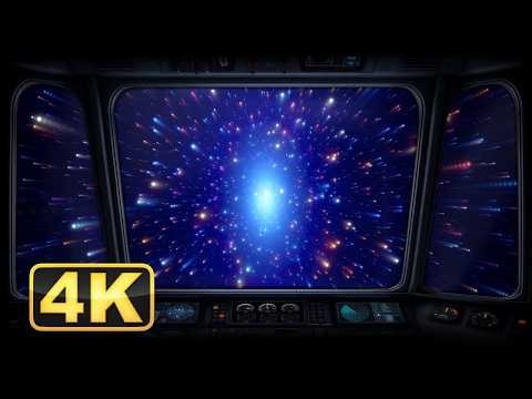 4K Hyperspace Jump View from Spaceship Window! Warp Speed Starfield