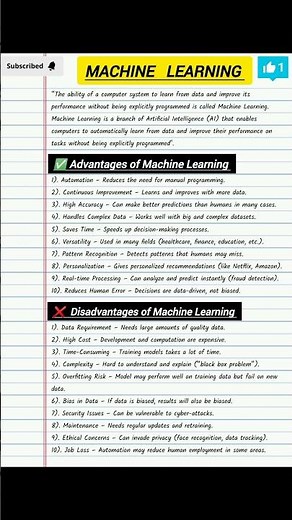 “Machine Learning Explaination✨| 10 Advantages & 10 Disadvantages You Must Know.....! 🤖⚡🚀”