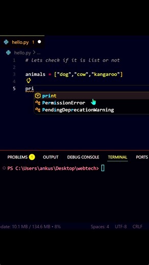 Check Python List Type in 10 Seconds ⚡#coding #shorts