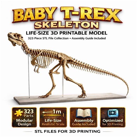 Life-size Baby T-rex Skeleton 3D Printable Model – 323 STL Files (digital Download) - Etsy