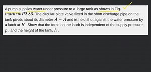 A pump supplies water under pressure to a large tank as shown i... | Filo