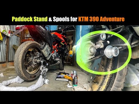 🔥 BEST Paddock Stand & Spools for KTM 390 Adventure | PERFECT Fit & Clearance! 🔧