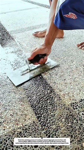 Exposed Aggregate Concrete Flooring Process | Beautiful Pebble Floor Installation