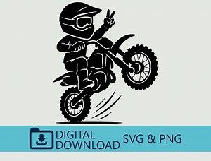 Motocross Kid SVG PNG Digital Download - Dirt Bike Clipart, Cricut Cut File, Vinyl Decal, T-shirt Design, DIY Craft, Wheelie Art, Printable - Etsy