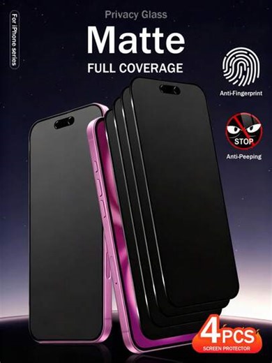 Yezodawee Shockproof Anti-Peeping Privacy Film 9H Matte Privacy Tempered Glass Screen Protector, Anti-Peeping Matte Tempered Glass Privacy Film, 2.5D Anti-Fingerprint Matte Privacy Screen Protector (6.1 Inch), Full Coverage Matte Anti-Peeping Glass Screen Protector Compatible With IPhone 16ProMax/16Plus/IPhone15ProMax/14/13/12/11/XR/X/XS/7/8 Spring Birthday Gift | SHEIN