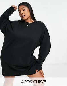 ASOS DESIGN Curve oversized mini sweat dress in black | ASOS