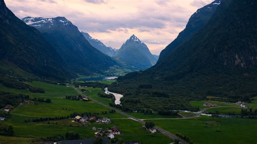 Peaceful mountain valley landscape