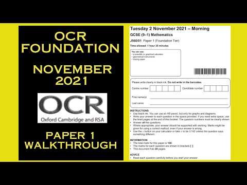 OCR GCSE Maths Foundation - November 2021 - Paper 1 - Calculator - Worked Solutions / Walkthrough